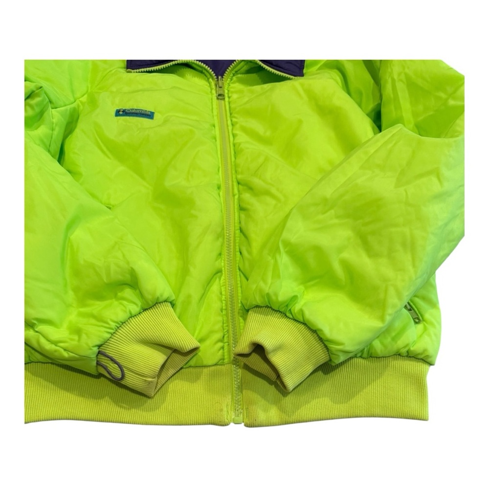 Columbia Vintage Reversible 90s Day Glow Coat Jacket Puffy Yellow Purple Mens L - Picture 6 of 14